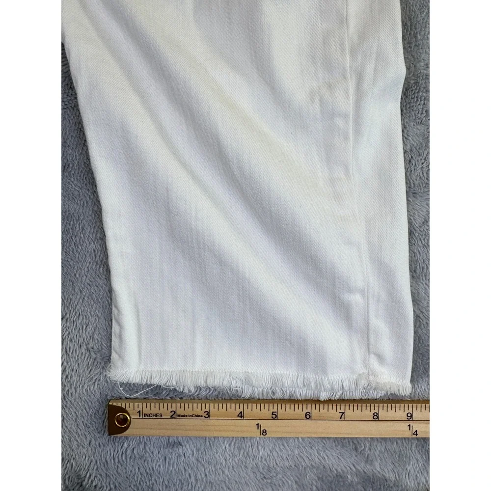 Lucky Brand Shorts Women 8/29 White Zoe Bermuda Long Raw Hem Summer Cotton Blend